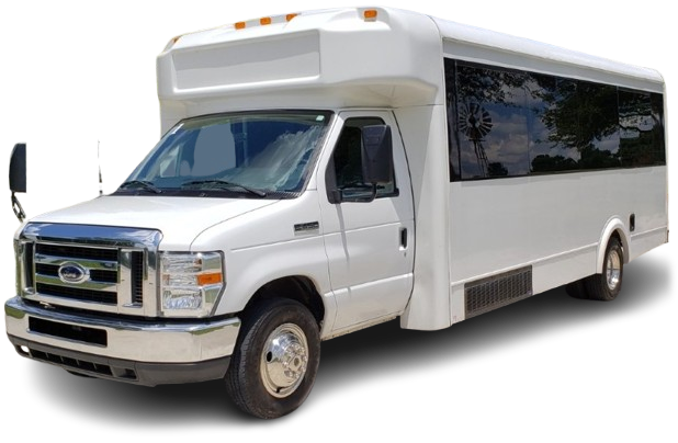 Ford Party Limo Bus 18 passenger luxury transportation service in Bakersfield, ideal for weddings, proms, corporate events, and group celebrations.